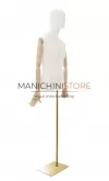 Busto uomo con braccia legno e base rettangolare oro