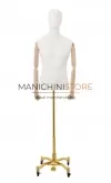 Busto uomo con braccia legno e base worker oro