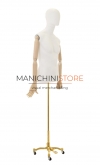 Busto uomo con braccia legno e base worker oro