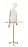 Busto uomo con braccia legno e base worker oro