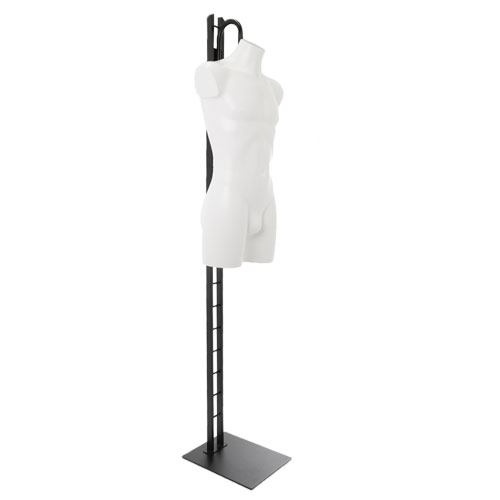 Busto manichino uomo precolorato bianco con base a scaletta
