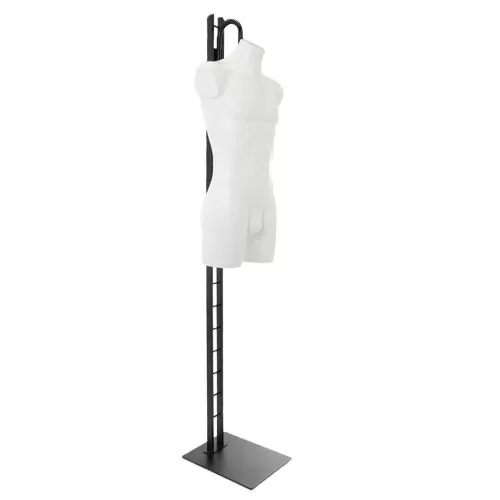 Busto manichino uomo precolorato bianco con base a scaletta