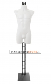 Busto manichino uomo precolorato bianco con base a scaletta