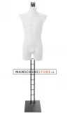 Busto manichino uomo precolorato bianco con base a scaletta