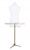 Noleggio busto uomo in tessuto bianco con base treppiede bronzo