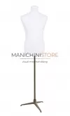 Busto uomo in tessuto bianco con base treppiede bronzo