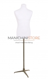 Noleggio busto uomo in tessuto bianco con base treppiede bronzo