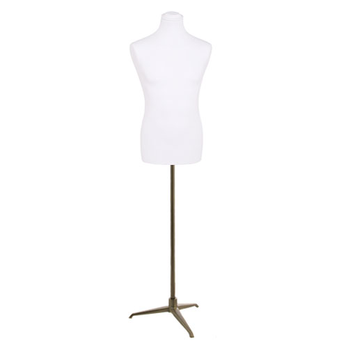 Busto uomo in tessuto bianco con base treppiede bronzo