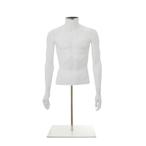 Busto uomo bianco con braccia e base da banco
