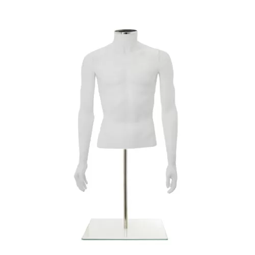 Busto uomo bianco con braccia e base da banco