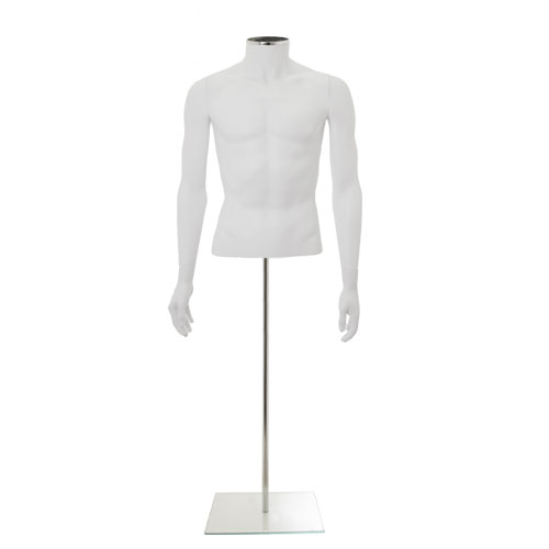 Busto uomo bianco con braccia e base