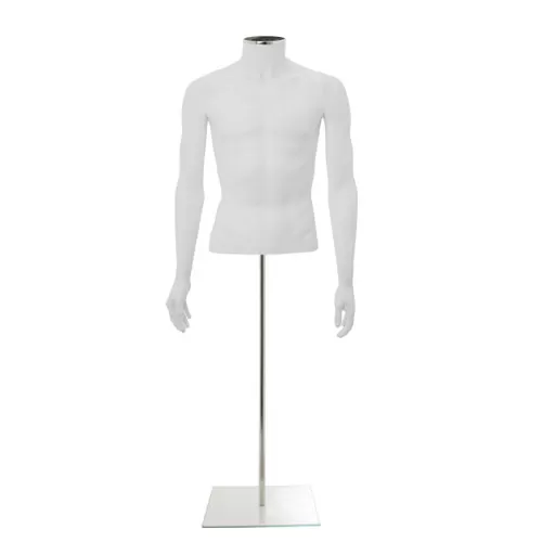 Busto uomo bianco con braccia e base