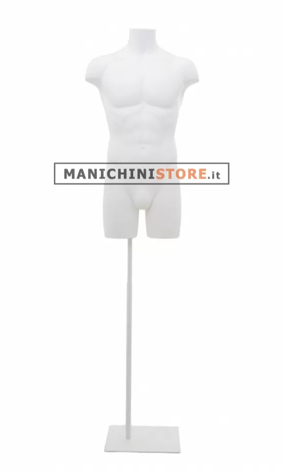 Busto manichino uomo bianco NEW con base bianca