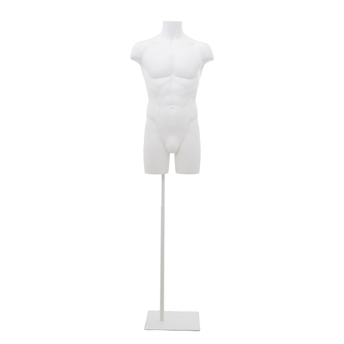 Busto manichino uomo bianco con base bianca