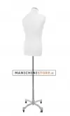 Busto uomo in tessuto bianco con base worker cromata