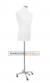 Busto uomo in tessuto bianco con base worker cromata
