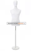 Busto uomo bianco con testa e base tonda