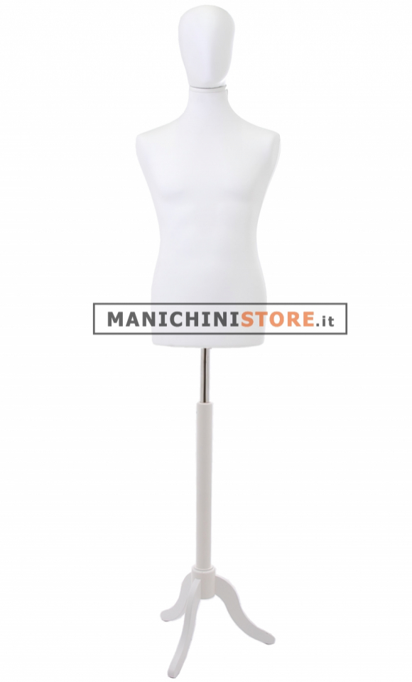 Busto uomo bianco con testa e base treppiede