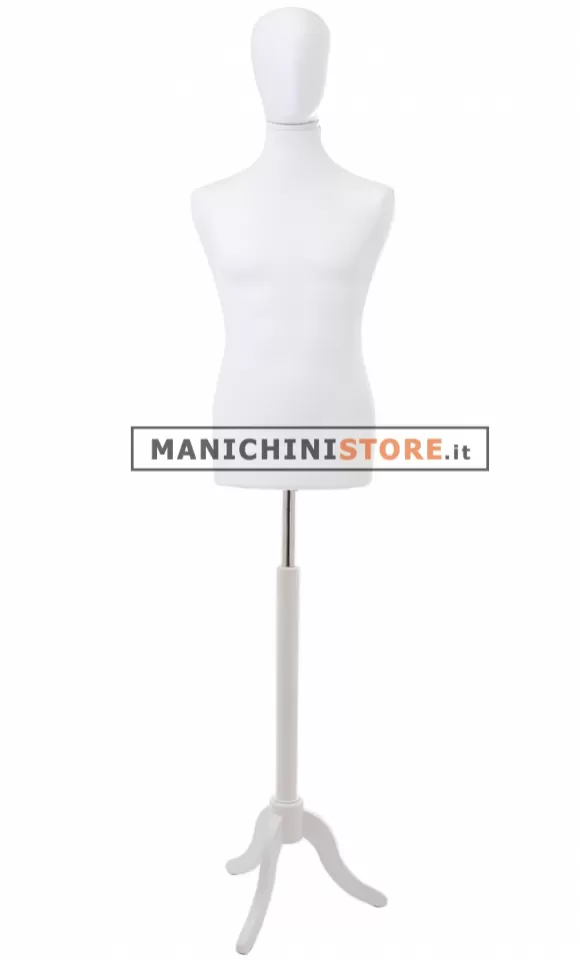 Busto uomo bianco con testa e base treppiede