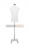 Busto uomo tessuto bianco con base Worker