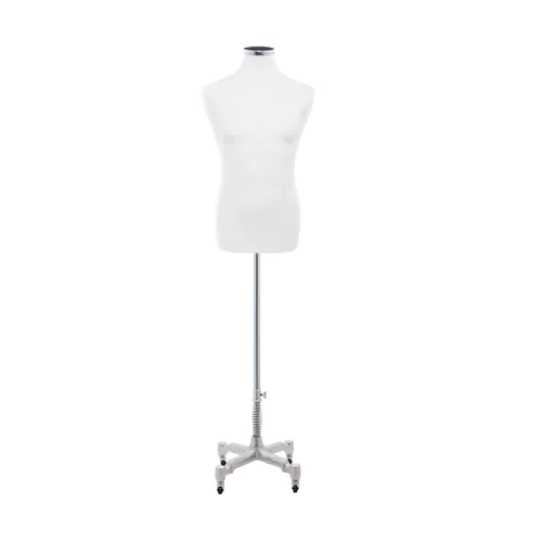 Busto uomo tessuto bianco con base Worker