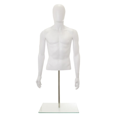 Busto uomo bianco con testa, braccia e base da banco