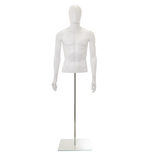 Busto uomo bianco con testa, braccia e base