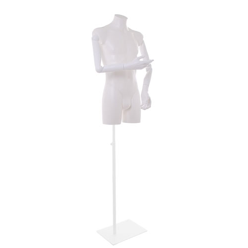 Busto uomo con braccia snodabili e base bianca