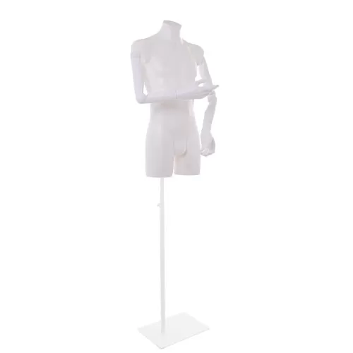 Busto uomo con braccia snodabili e base bianca
