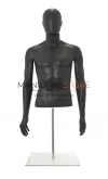 Busto uomo grigio antracite con testa, braccia e base da banco
