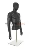 Busto uomo grigio antracite con testa, braccia e base da banco