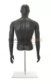 Busto uomo grigio antracite con testa, braccia e base da banco