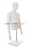 White male bust with head, arms and counter base