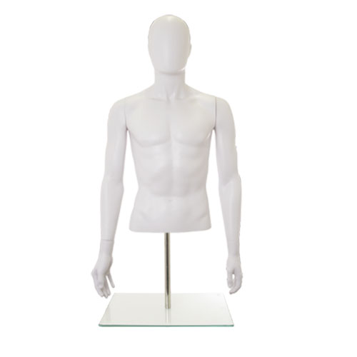 White male bust with head, arms and counter base