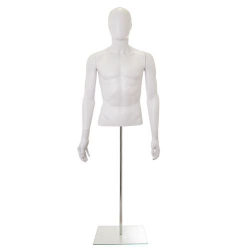 Busto uomo bianco con testa, braccia e base