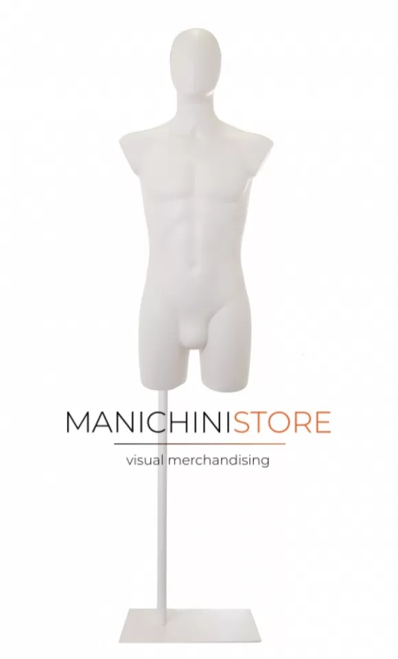 Busto manichino uomo bianco con testa e base