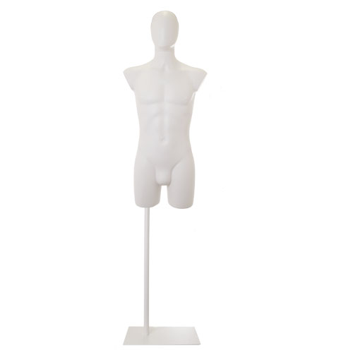 Busto manichino uomo bianco con testa e base