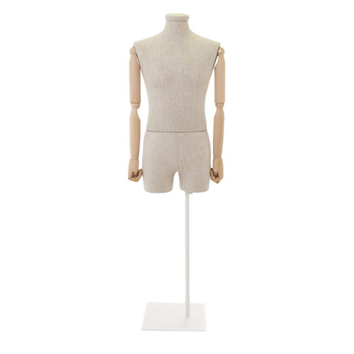 Busto uomo in lino con braccia legno e mezza gamba