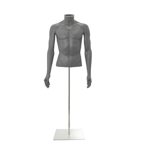 Busto uomo grigio con braccia e base