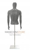 Busto uomo grigio con testa, braccia e base
