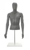Busto uomo grigio chiaro con testa, braccia e base da banco