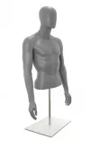 Busto uomo grigio chiaro con testa, braccia e base da banco