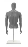 Busto uomo grigio chiaro con testa, braccia e base da banco