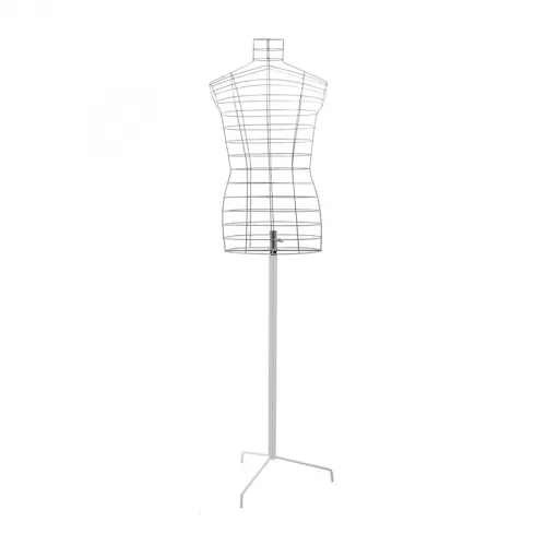 Busto uomo in filo cromato base treppiede bianca