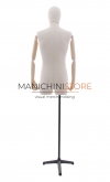 Male fabric bust with wooden arms and half legs