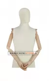 Busto uomo rivestito in lycra con braccia e spalline in legno