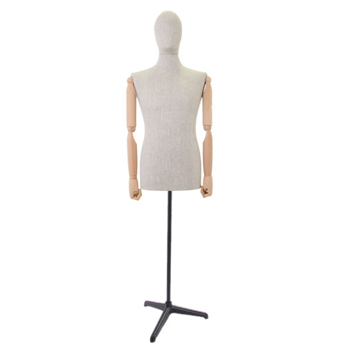 Busto uomo in lino con braccia legno