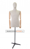 Busto uomo in lino con braccia legno
