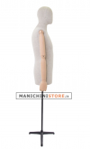 Busto uomo in lino con braccia legno