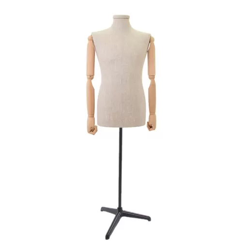 Busto uomo in lino con braccia legno